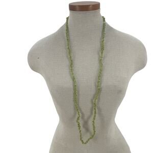 Peridot Chip stone long necklace